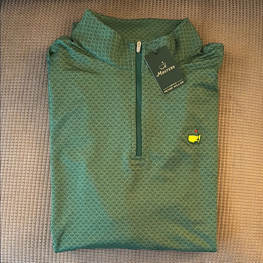 NWT Peter Millar Masters Green Leaderboard Quarter-Zip Pullover, size XL